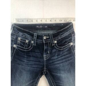 Miss Me Womens Jeans with embellished pockets, cuffed skinny legs Size 24